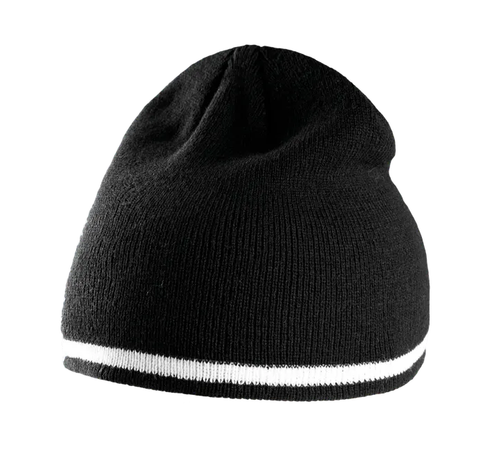 Beanie Mütze mit Kontrastrand Black / White / Black