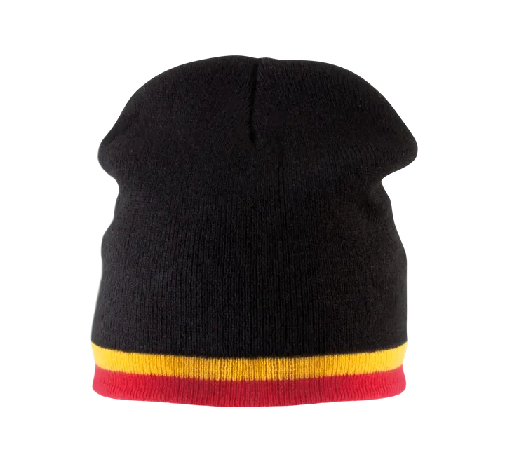 Beanie Mütze mit Kontrastrand Black / Yellow / Red