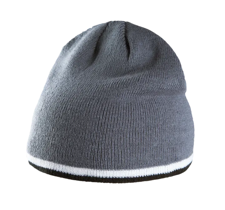 Beanie Mütze mit Kontrastrand Grey / White / Black