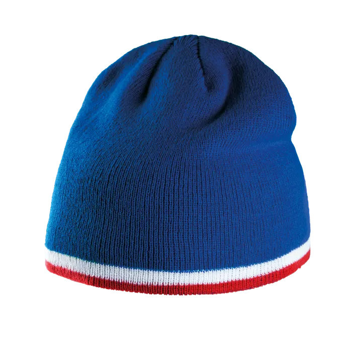 Beanie Mütze mit Kontrastrand Royal Blue / White / Red