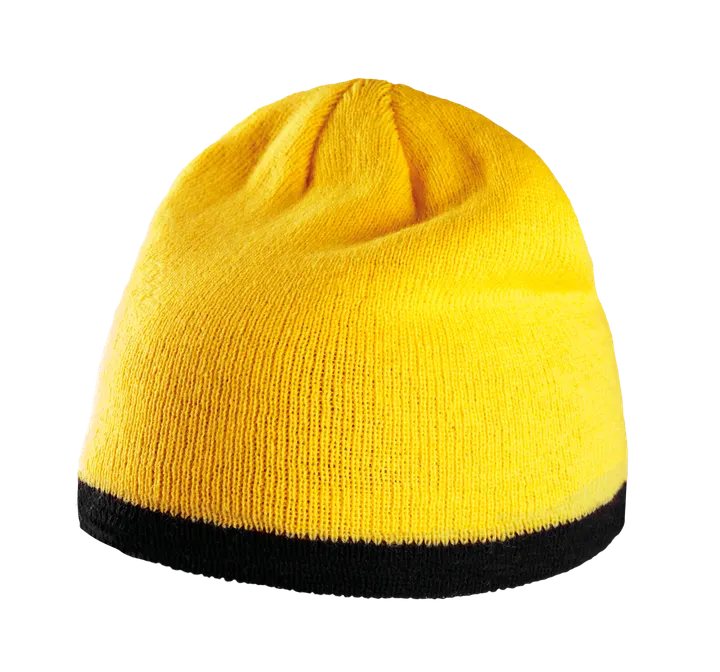 Beanie Mütze mit Kontrastrand Yellow / Black