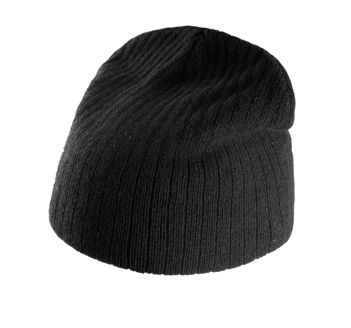 Rippstrick-Mütze Black