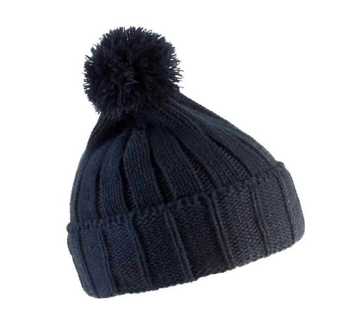 Bommelmütze mit Umschlag. Navy