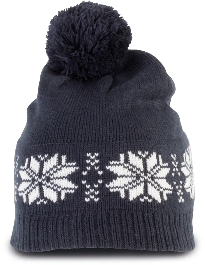 Weihnachtsstrickmütze mit Sternmuster Night Navy