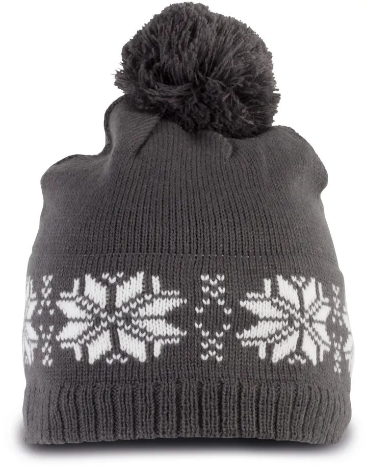 Weihnachtsstrickmütze mit Sternmuster Steel Grey