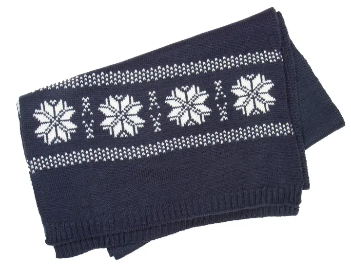 Gestrickter Weihnachtsschal mit Sternmuster Night Navy
