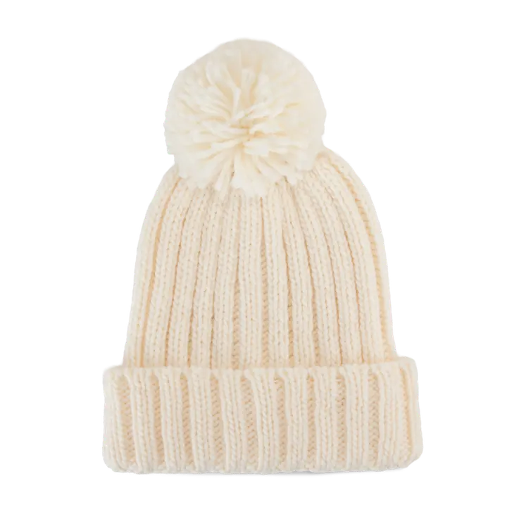 Bonnet à pompon Ecru