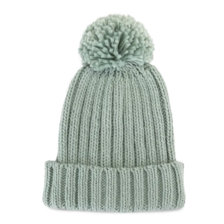 Bonnet à pompon Water Green