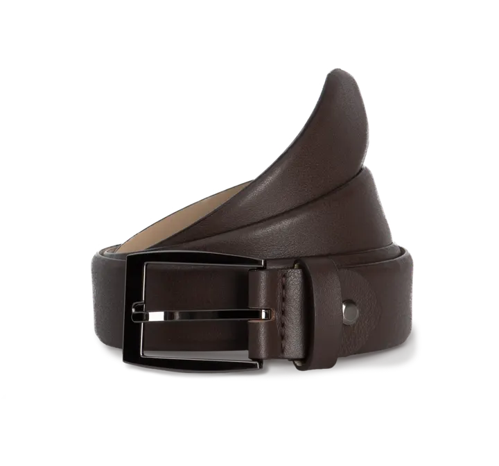 Klassischer, größenverstellbarer Gürtel mit abgerundetem Rand Dull Brown
