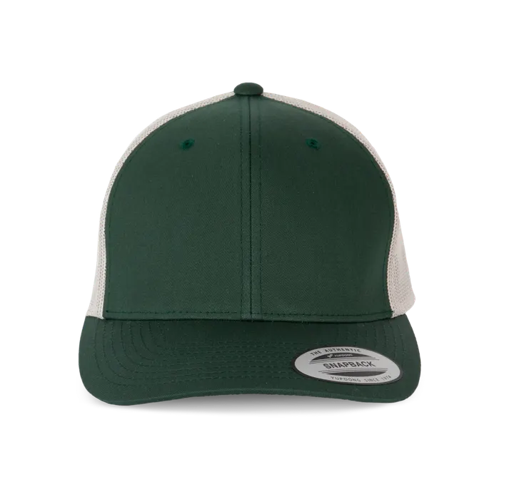 Casquette Trucker modèle rétro - 6 panneaux Forest Green / Light Grey