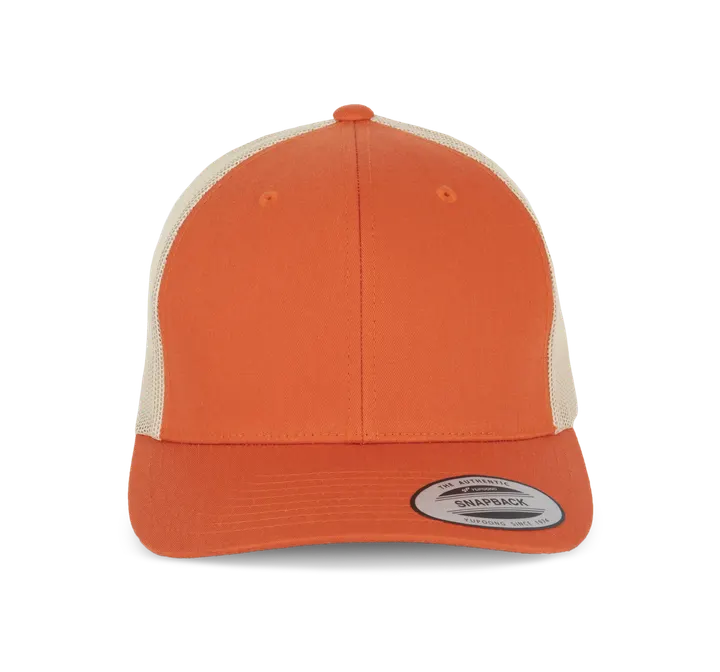 Casquette Trucker modèle rétro - 6 panneaux Rustic Orange / Beige