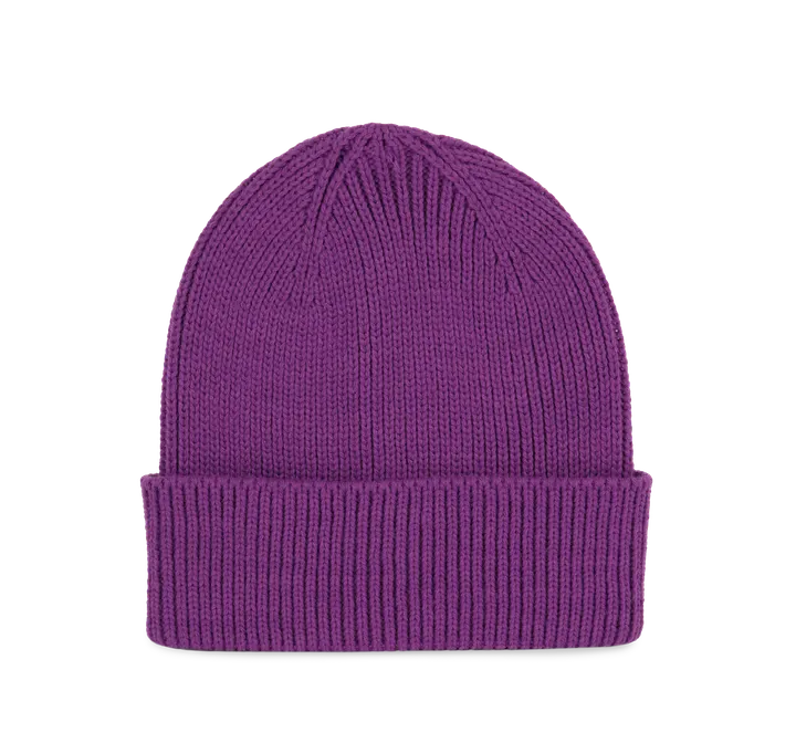 Bonnet côtelé avec revers Mauve