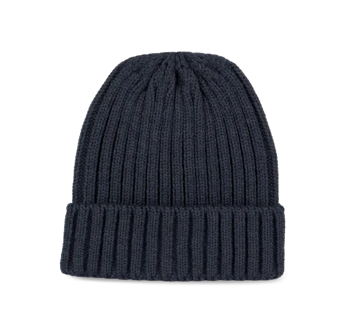 Bonnet à double côte et revers Navy