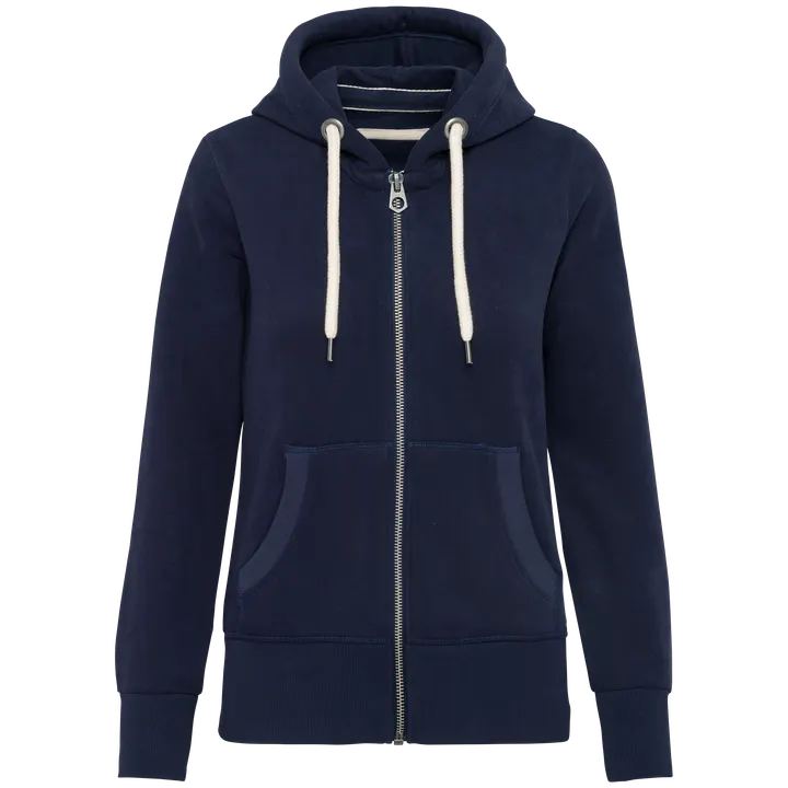 Damen Kapuzensweatshirt mit Reißverschluss Vintage Navy