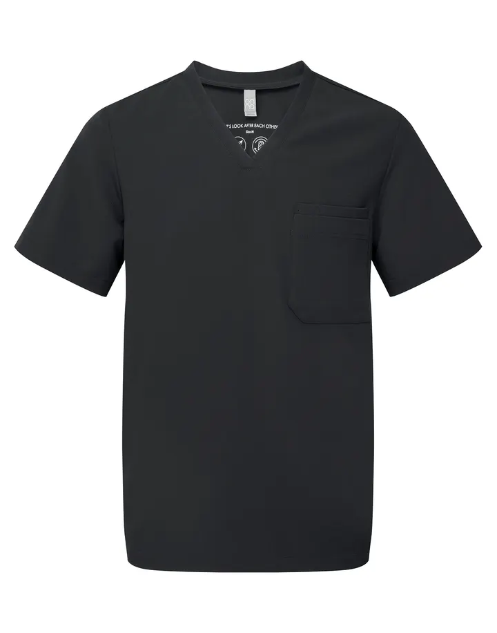Stretch-Tunika für Herren mit kurzen Ärmeln Black