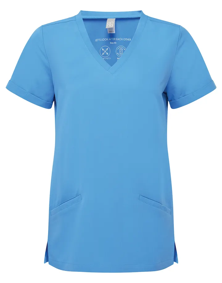 Tunika mit Stretchanteil und kurzen Ärmeln, Damen Ceil blue