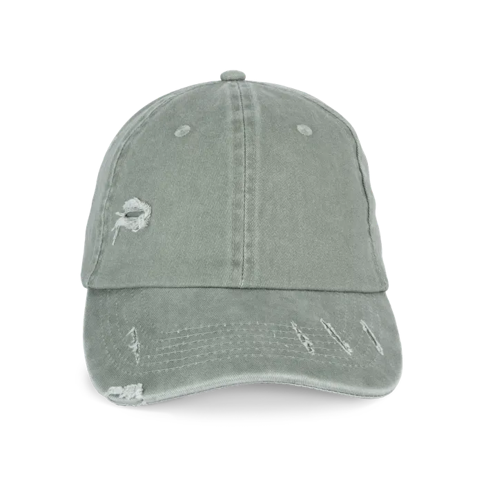 Umweltfreundliche Unisex Kappe im zerrissenen Look Washed Almond Green