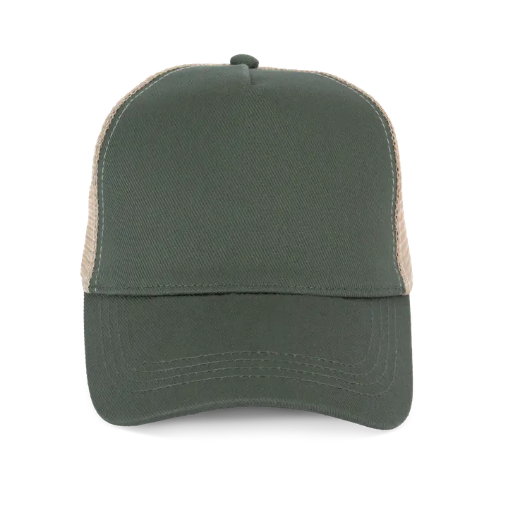Casquette trucker écoresponsable 5 panneaux unisexe Organic Khaki / Beige