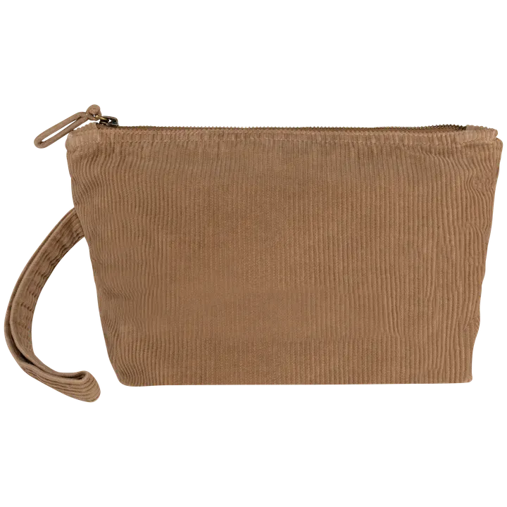 Umweltfreundliche ausgewaschene kleine Tasche aus Kord Washed Dark Camel