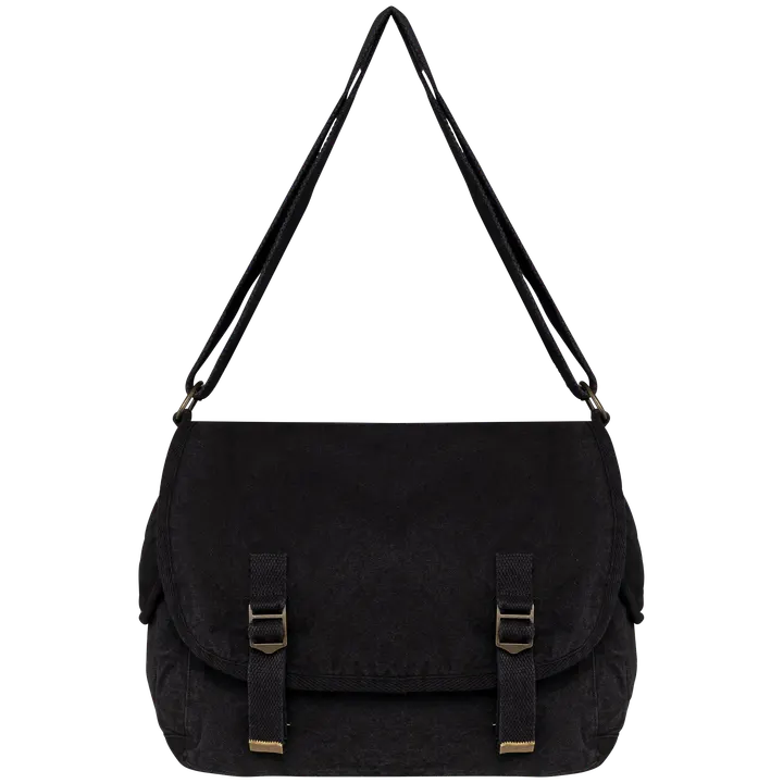 Umweltfreundliche ausgewaschene Umhängetasche Washed black