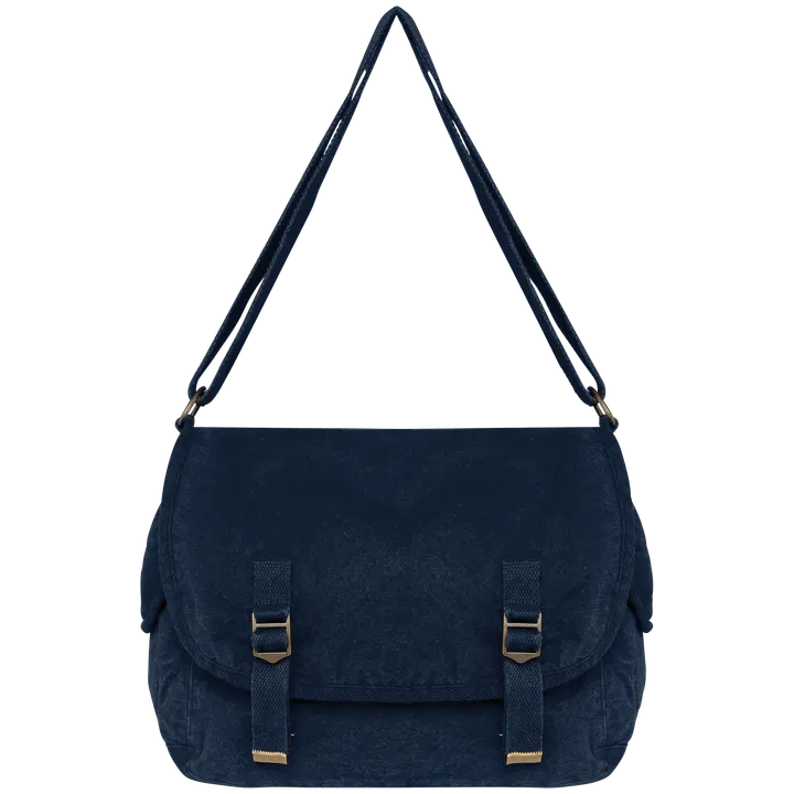 Umweltfreundliche ausgewaschene Umhängetasche Washed Navy Blue
