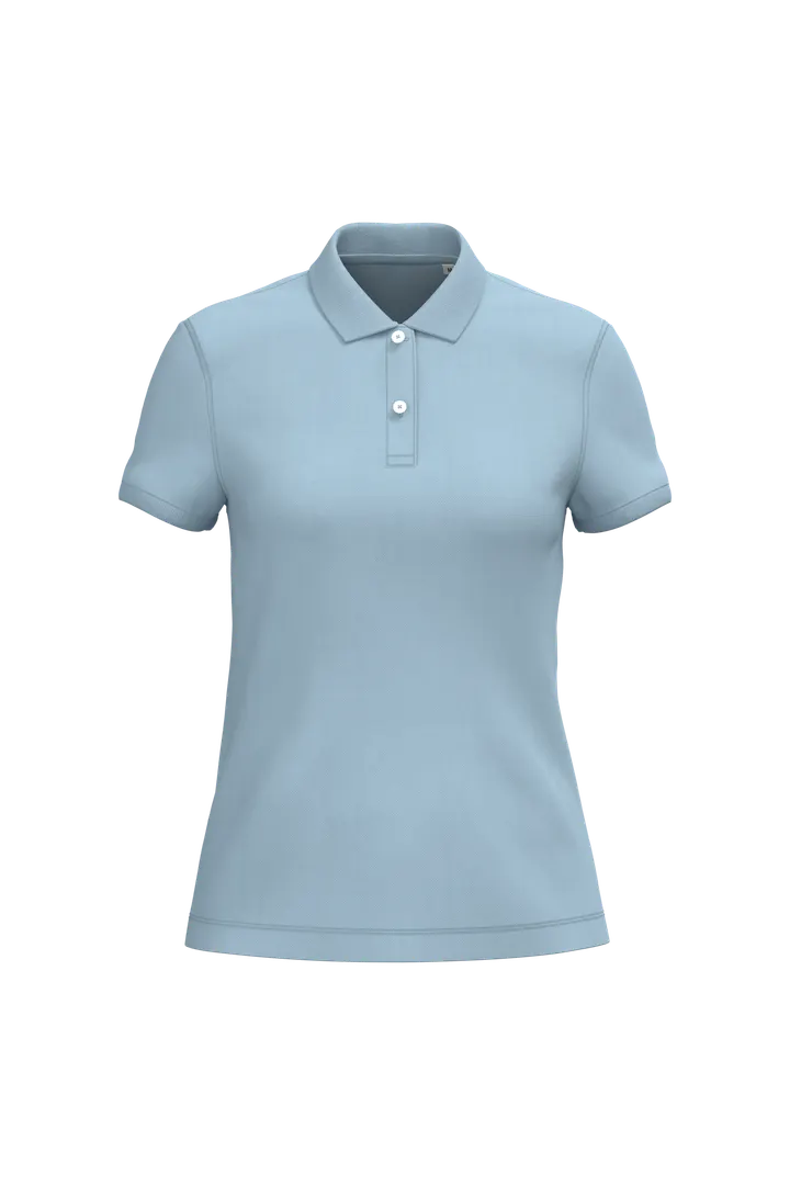 Polo écoresponsable maille piquée femme Aquamarine