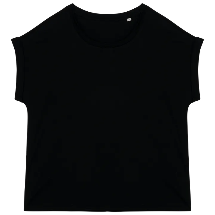 T-shirt écoresponsable manches à revers femme Black
