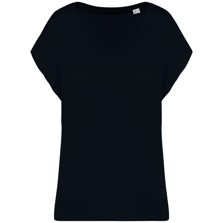T-shirt écoresponsable loose à col V femme Black