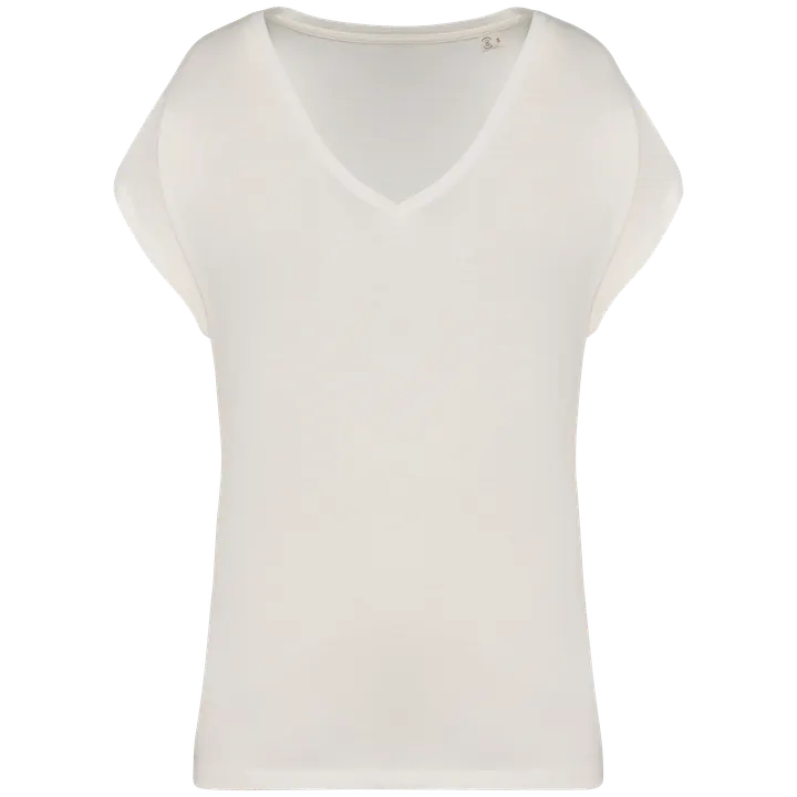 T-shirt écoresponsable loose à col V femme Ivory