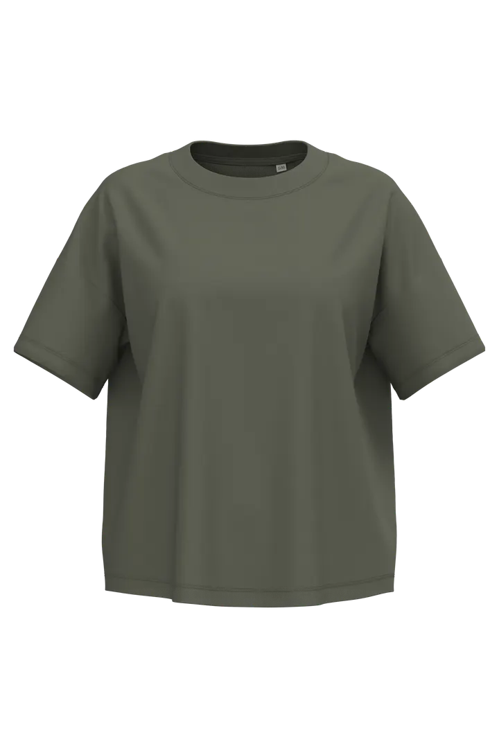 Umweltfreundliches Oversize Damen-T-Shirt Organic Khaki