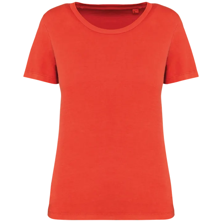 T-shirt écoresponsable délavé femme Washed Paprika