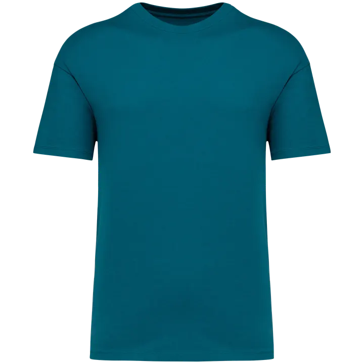 Umweltfreundliches Unisex T-Shirt mit hängenden Schultern Peacock Green