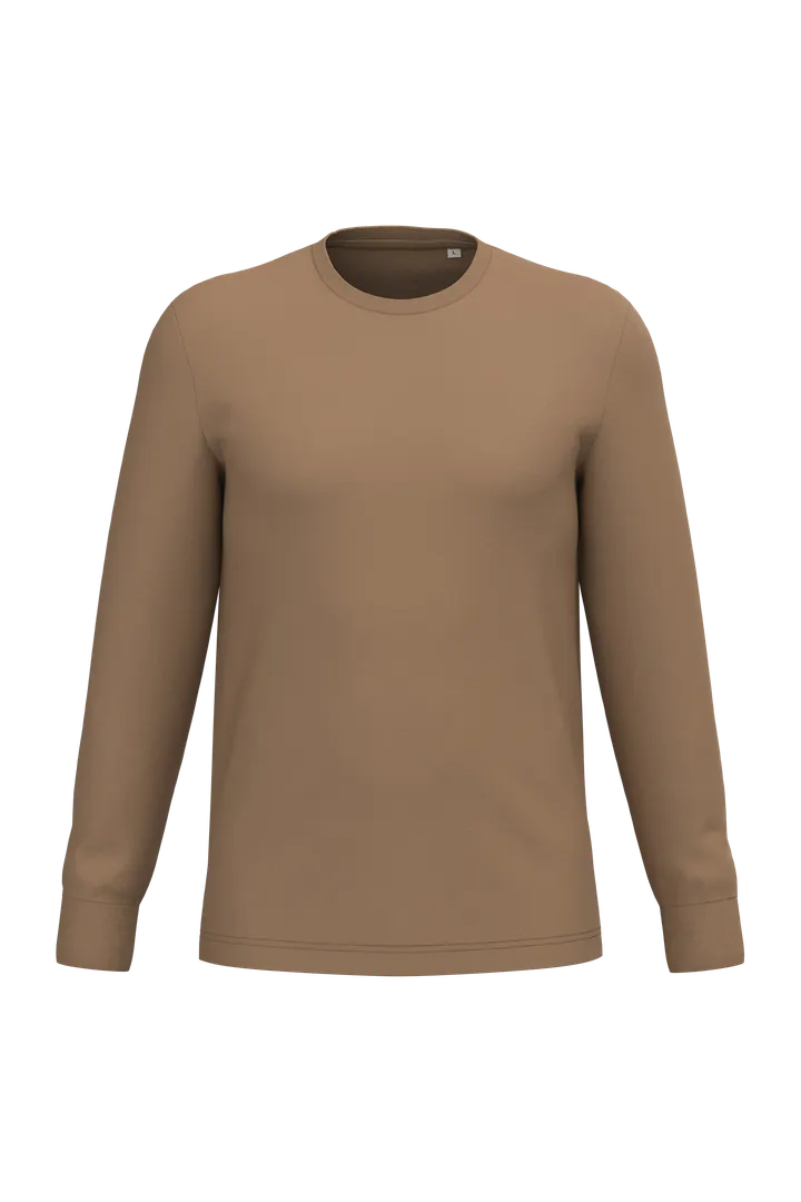 Umweltfreundliches Unisex T-Shirt mit langen Ärmeln Dark camel