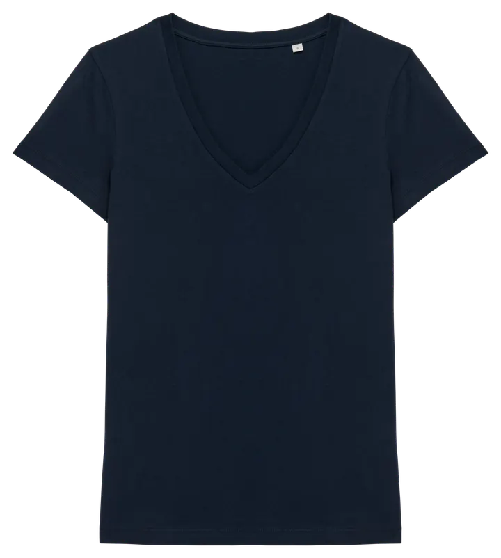Damen Umweltfreundliches T-Shirt mit V-Ausschnitt Navy Blue