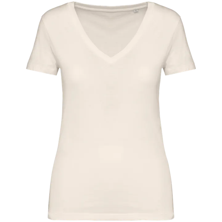 Damen Umweltfreundliches T-Shirt mit V-Ausschnitt Ivory