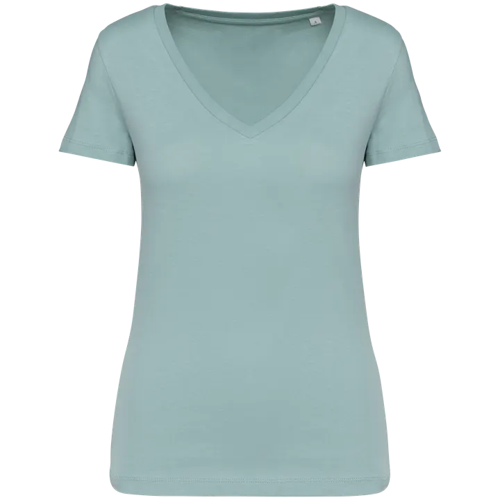 Damen Umweltfreundliches T-Shirt mit V-Ausschnitt Jade Green
