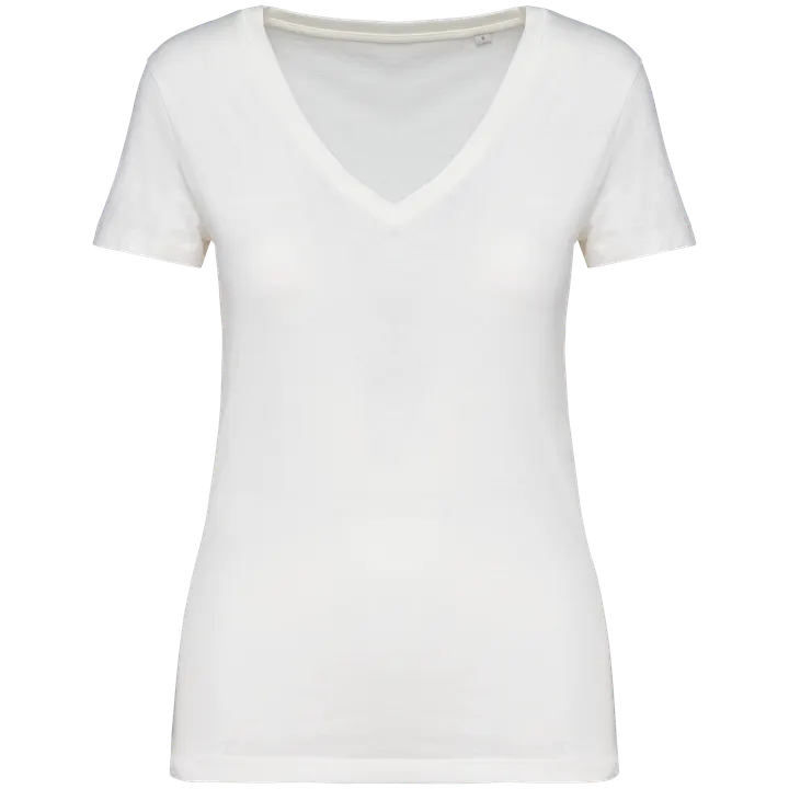 Damen Umweltfreundliches T-Shirt mit V-Ausschnitt White