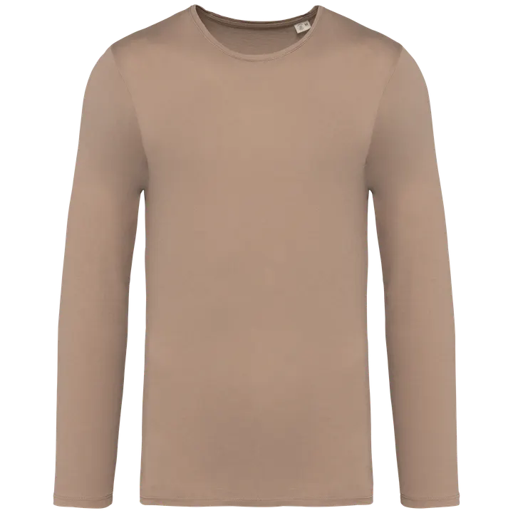Umweltfreundliches ausgewaschenes Unisex T-Shirt mit langen Ärmeln Washed Cream Coffee