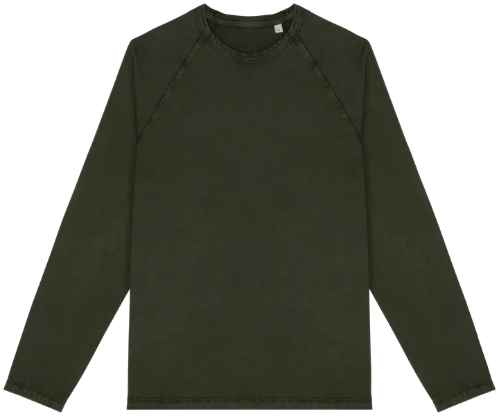 Umweltfreundliches Raglan-Langarmshirt für Herren Washed Organic Khaki