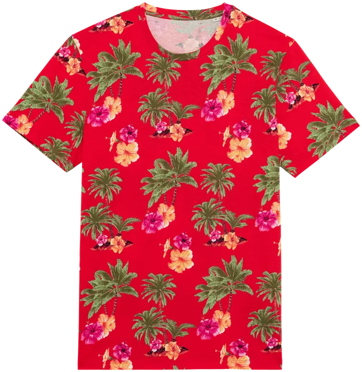Umweltfreundliches Herren T-Shirt Tropen-Druck Red Hawaiian
