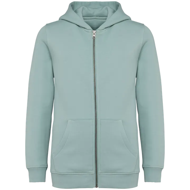 Sweat-shirt écoresponsable zippé à capuche enfant Jade Green