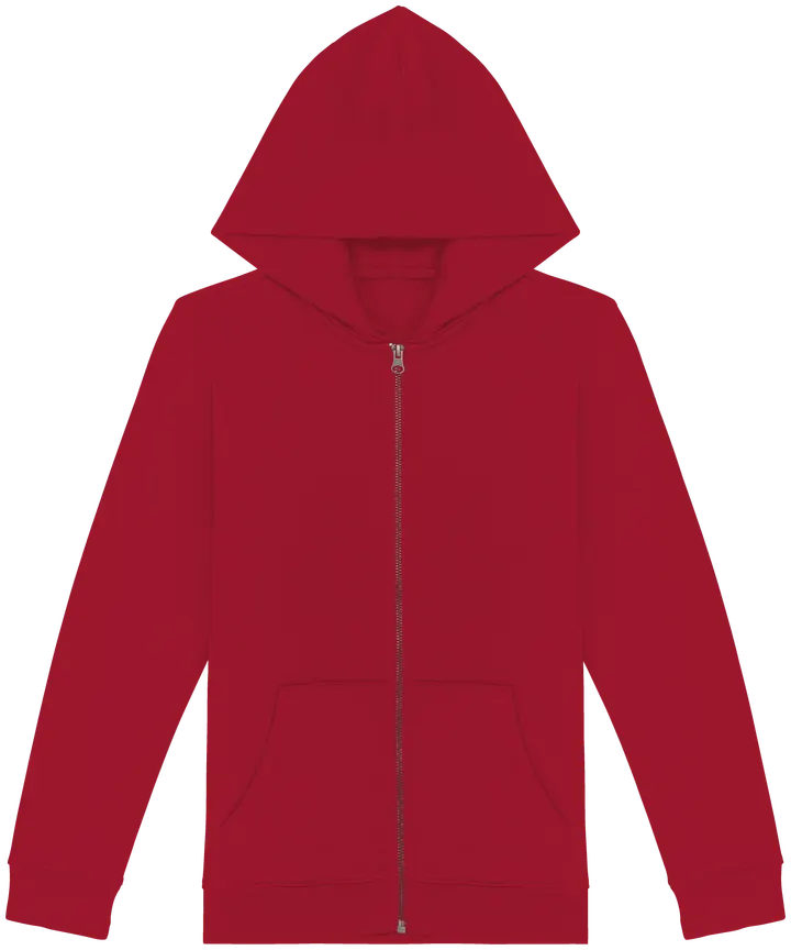 Sweat-shirt écoresponsable zippé à capuche enfant Hibiscus Red