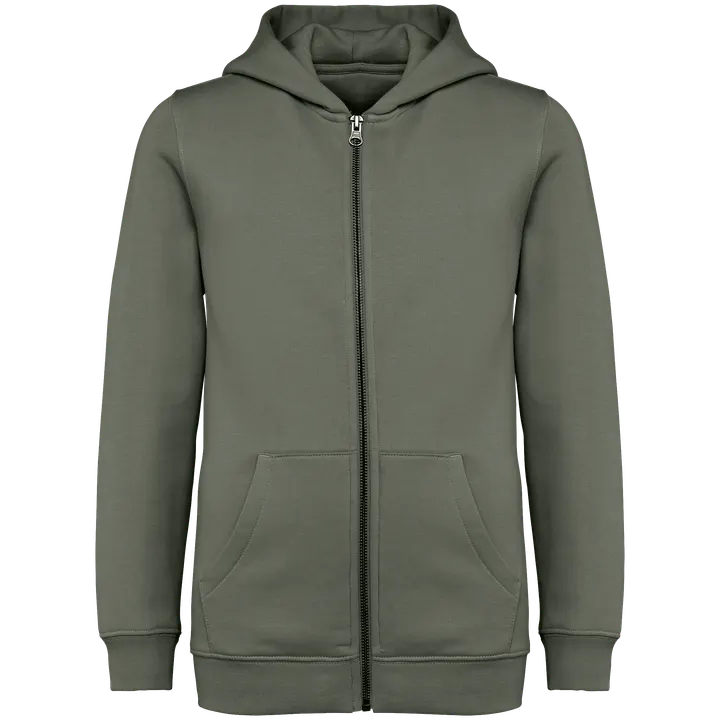 Sweat-shirt écoresponsable zippé à capuche enfant Organic Khaki