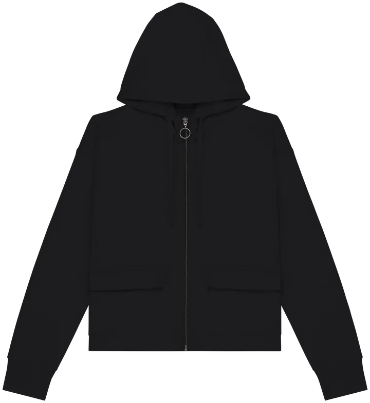 Sweat-shirt écoresponsable zippé à capuche French Terry femme Black