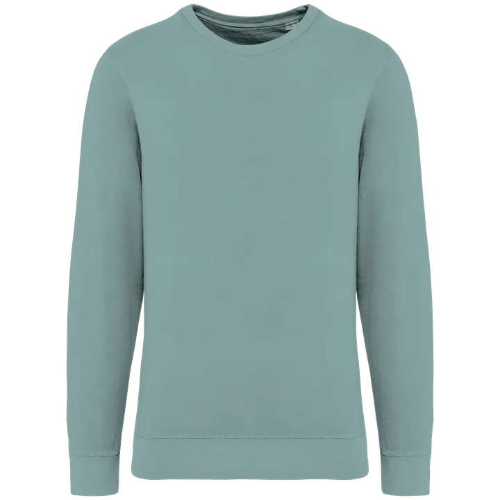 Sweat-shirt écoresponsable à col rond French Terry unisexe Washed Jade Green