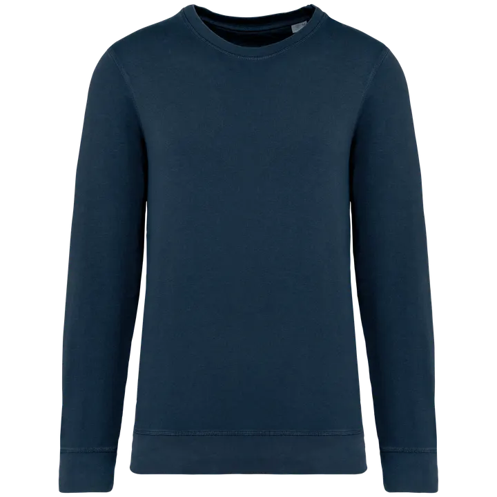 Sweat-shirt écoresponsable à col rond French Terry unisexe Washed Navy Blue