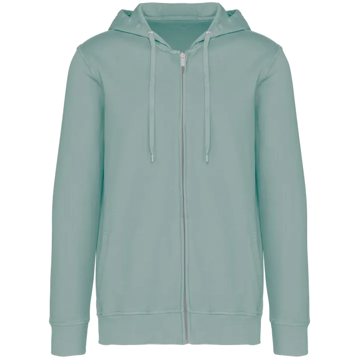 Sweat-shirt écoresponsable zippé à capuche French Terry unisexe Washed Jade Green
