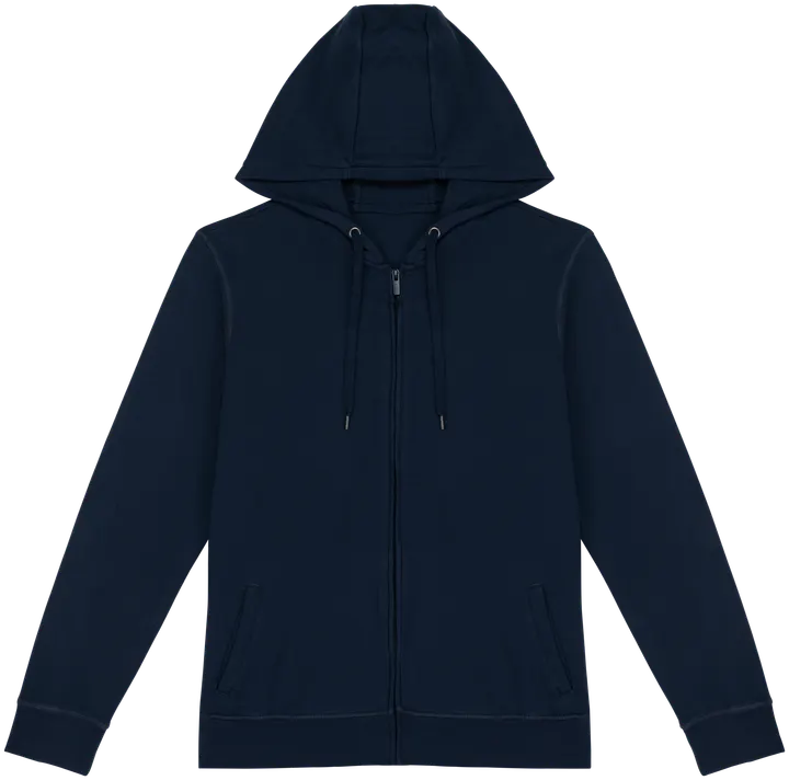 Sweat-shirt écoresponsable zippé à capuche French Terry unisexe Washed Navy Blue