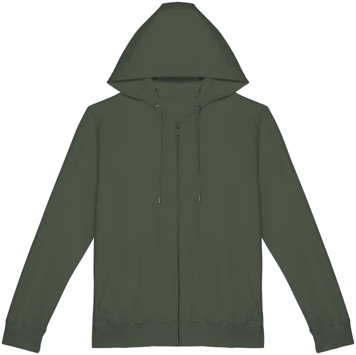 Sweat-shirt écoresponsable zippé à capuche French Terry unisexe Washed Organic Khaki