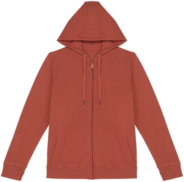 Sweat-shirt écoresponsable zippé à capuche French Terry unisexe Washed Pomelo